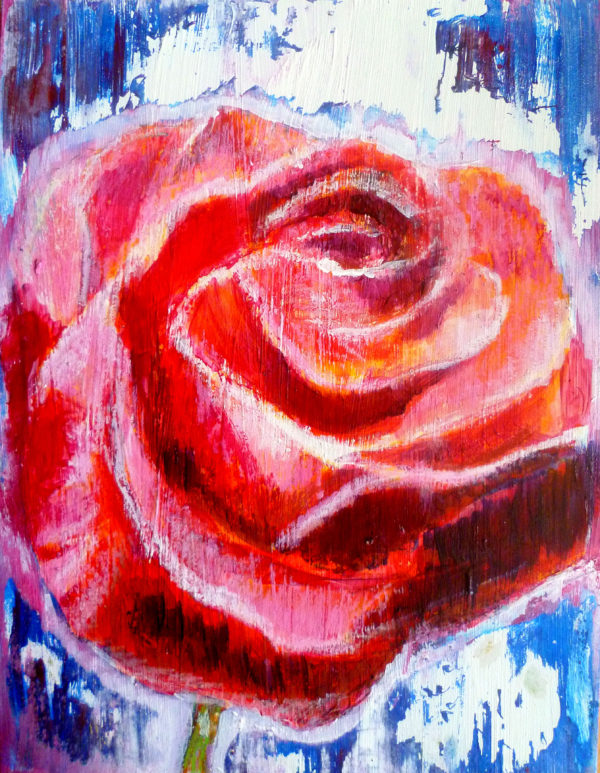 Acrylic And Oil Pastel Flower Painting Tutorial One Rose Artiful Painting Demos