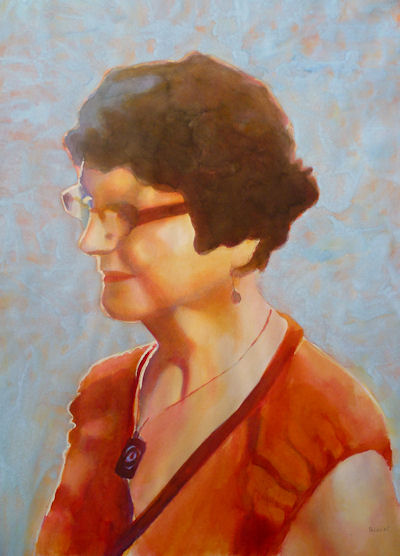 Portrait of Helene : Watercolors and gouache