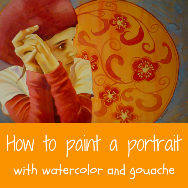 How to paint a watercolor portrait with watercolor and gouache by Sandrine Pelissier on ARTiful, painting demos