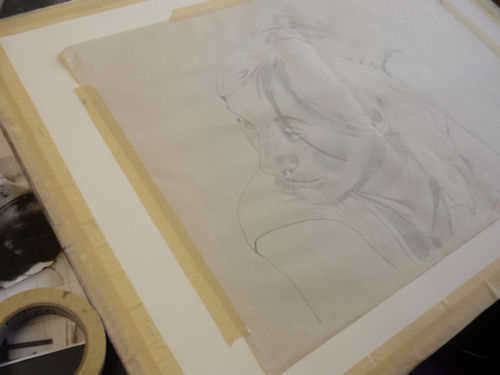 transferring drawing on watercolor paper