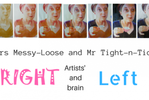 Mrs Messy-Loose and Mr Tight-n-Tidy, artists' right and left brain on ARTiful painting demos by Sandrine Pelissier