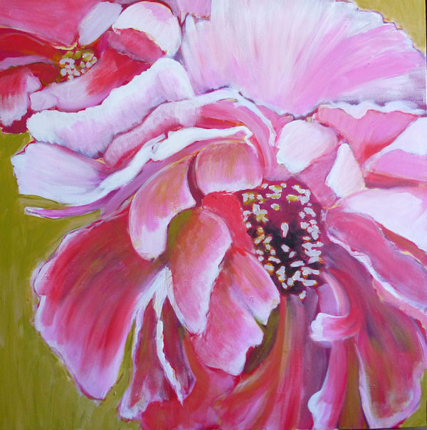 painting of peonies, painting the background
