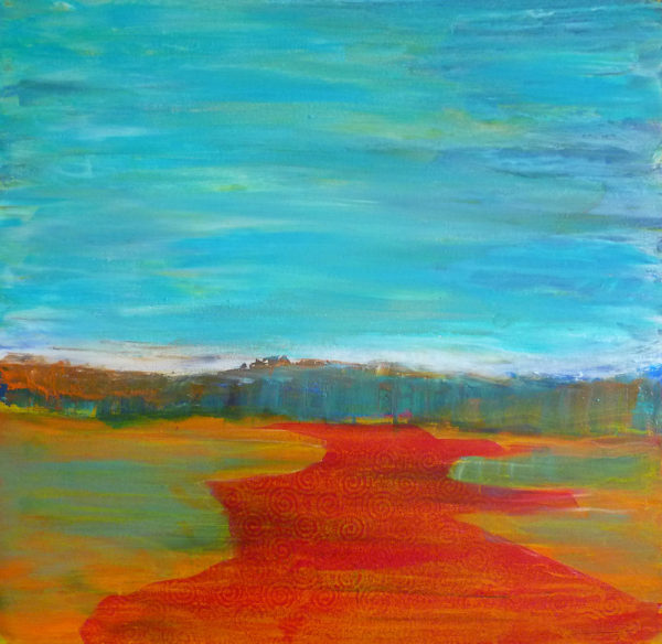 Through the Rolling Fields, Landscape mixed media painting tutorial