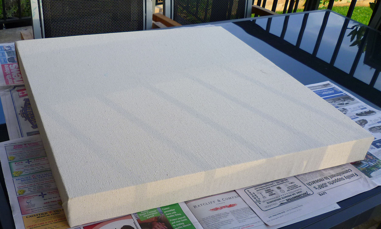 priming canvas with gesso