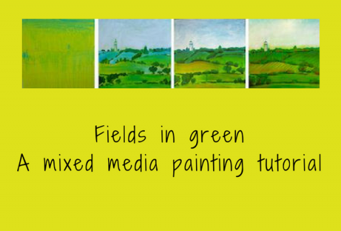 Painting a landscape in mixed media by Sandrine Pelisser on ARTiful, painting demos