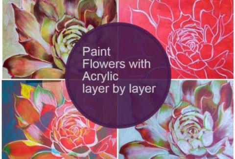 acrylic flowers layer by layer