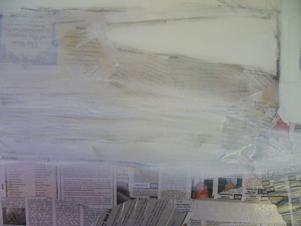 newspaper collage with acrylic medium