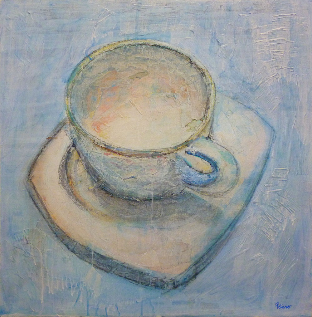 White Coffee, mixed media on canvas