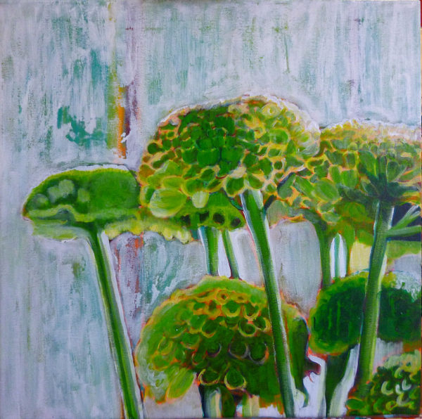 flower painting ideas, green mums