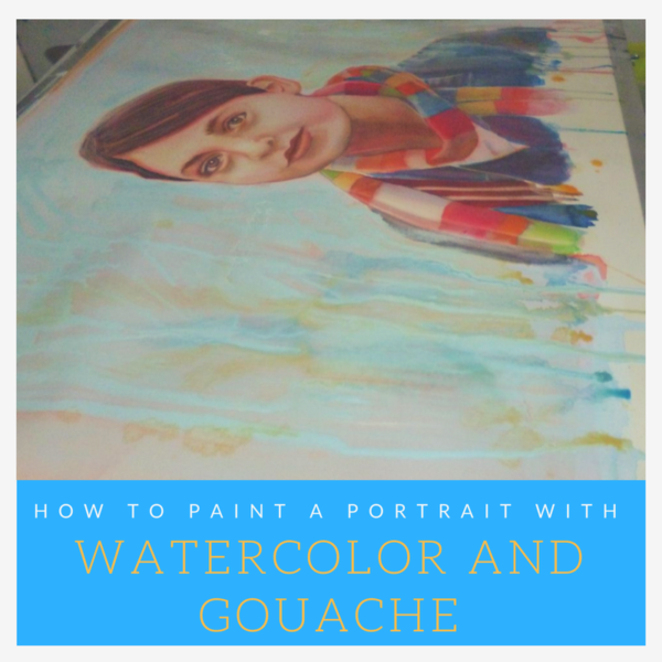How to paint a portrait with watercolor and gouache by Sandrine Pelissier on ARTiful, painting demos