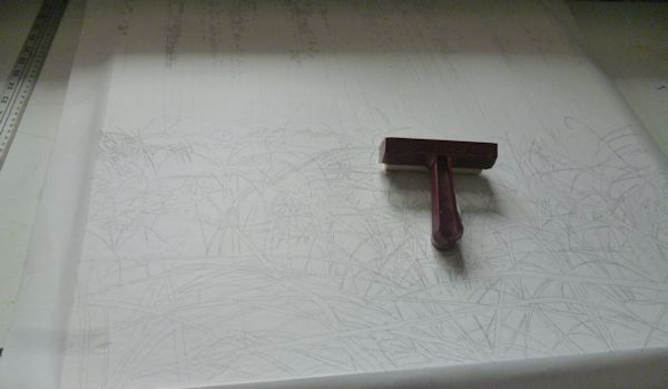 I started by making my drawing on the paper and then I mounted that paper on the board.