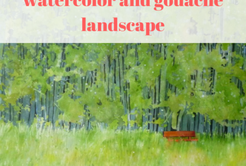 How to paint a watercolor and gouache landscape by Sandrine Pelissier on ARTiful, painting demos