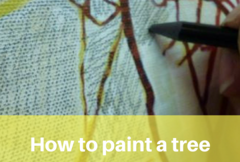 Painting a tree in mixed media on ARTiful, painting demos by Sandrine Pelissier