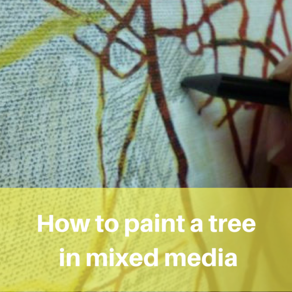 Painting a tree in mixed media on ARTiful, painting demos by Sandrine Pelissier