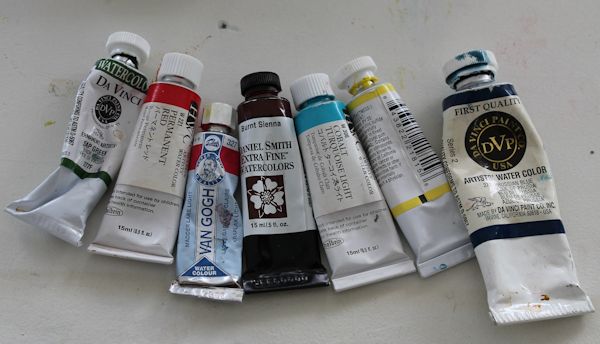 watercolor palette, sap green is the watercolor base I use to mis most of the foliage greens