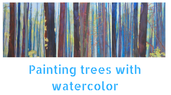 Painting trees with watercolor by Sandrine Pelissier on ARTiful, painting demos