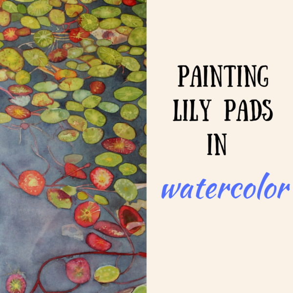 Painting lily pads with watercolor on ARTiful, painting demos by Sandrine Pelissier