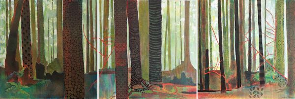 zentangle mixed media painting of a forest