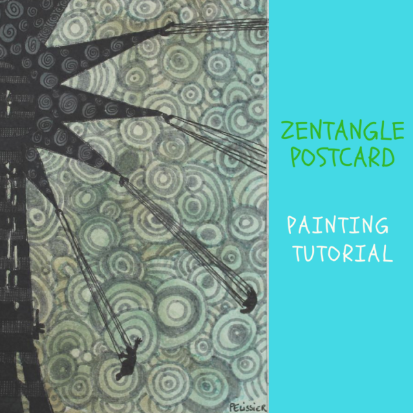 Zentangle postcard on ARTiful, painting demos by Sandrine Pelissier
