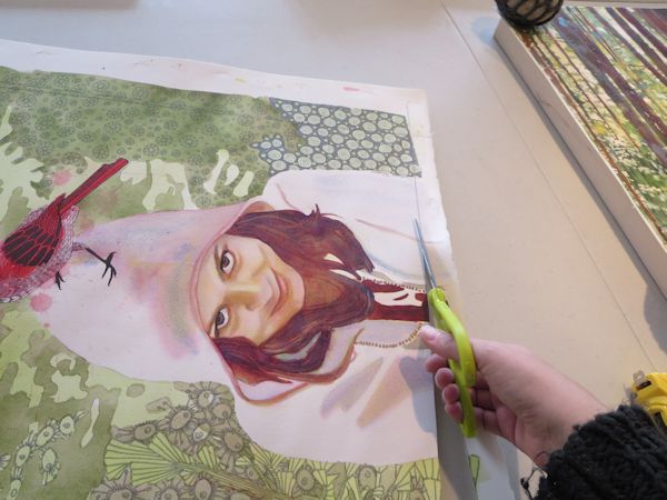 trim excess paper around your watercolor before mounting it on board