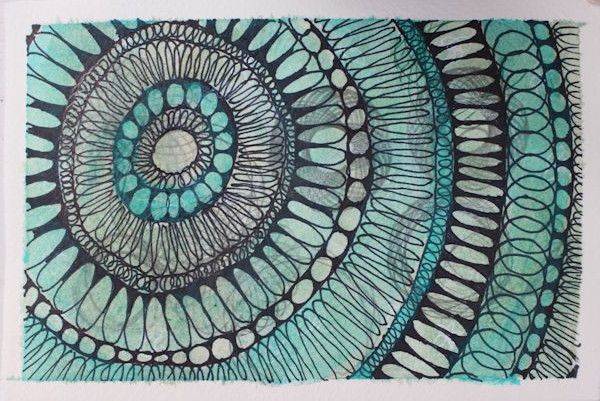 mandala like patterns on postcard fun painting activity