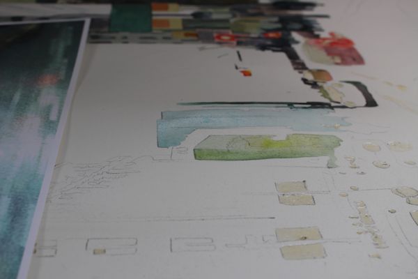 building texture- Watercolor cityscape tutorial 