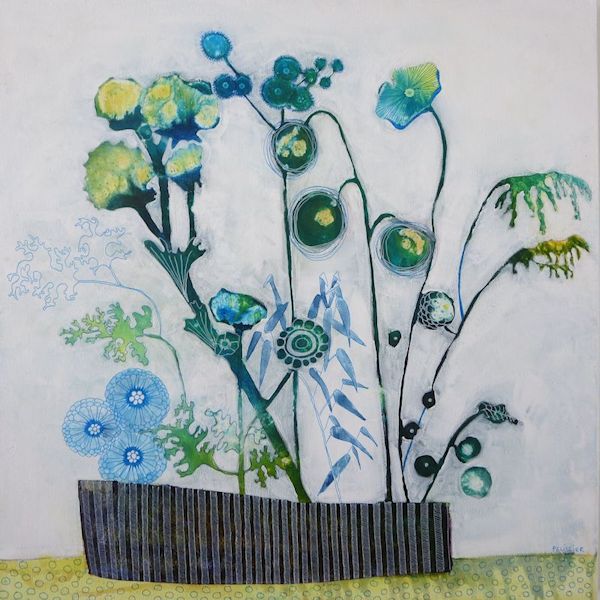 mixed media flower painting from imagination