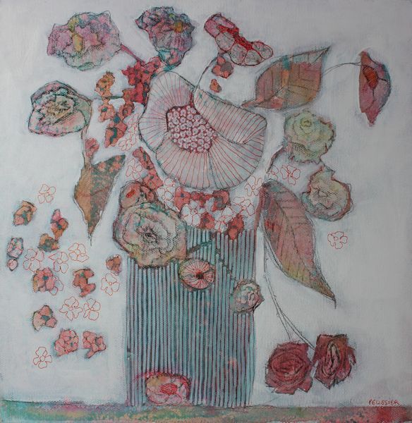 flower still life with watercolor on canvas