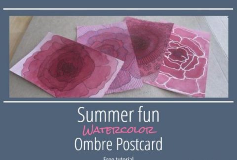 Summer fun watercolor ombre postcards on artiful painting demos by Sandrine Pelissier