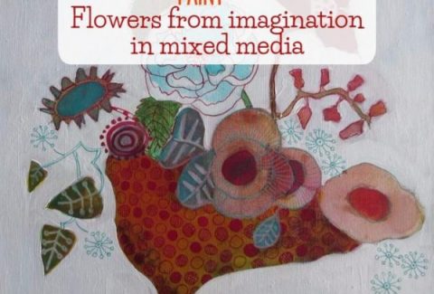 paint flowers from imagination in mixed media