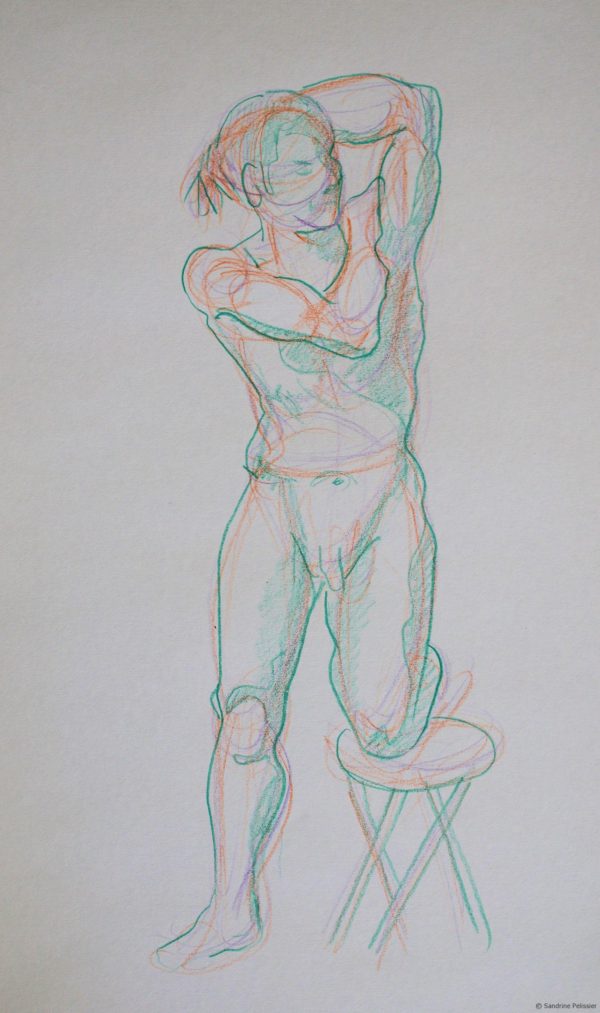 figure drawing with colored pencils