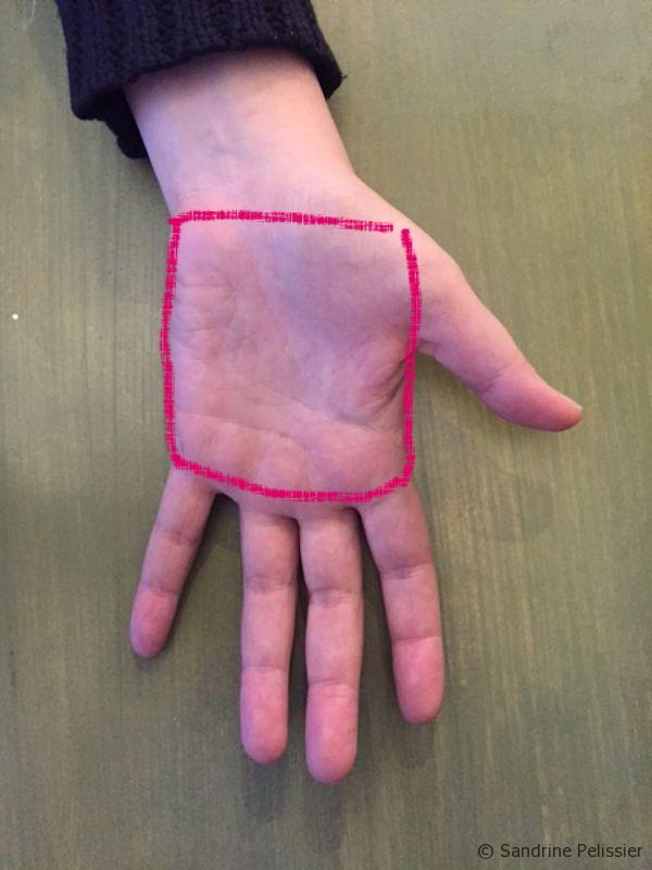 The base of the hand is a square shape.