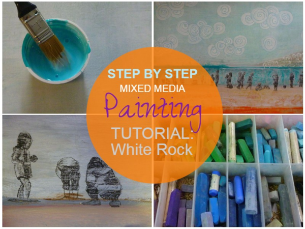 White Rock, step by step mixed media painting tutorial on ARTiful painting demos by Sandrine Pelissier