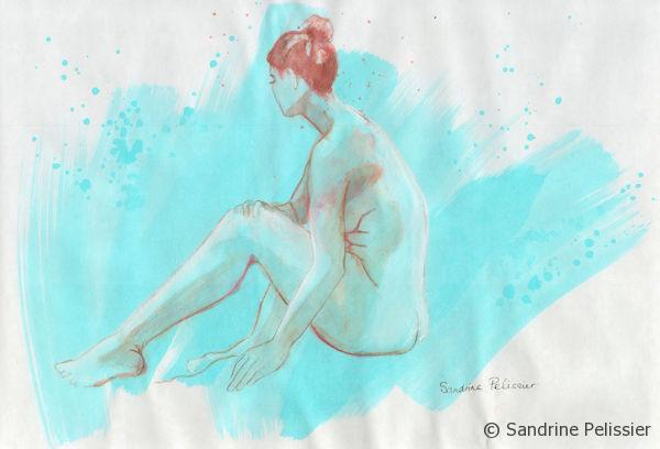 Painting over Life drawings with Acrylic and Watercolor Pencils