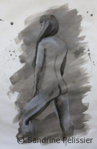 Painting with India ink over life drawings