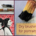 Dry brushing for mixed media portraits