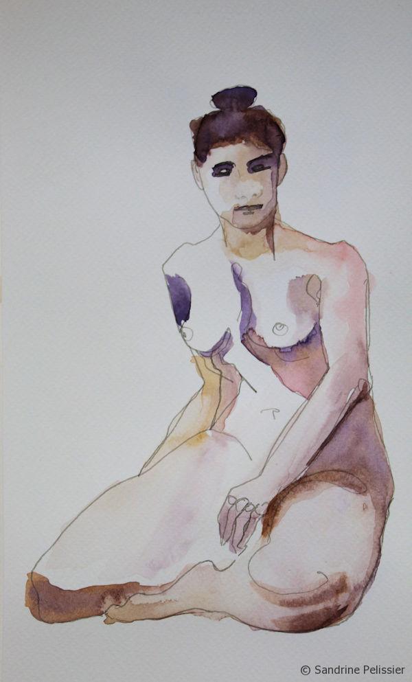 watercolor and pen life drawing