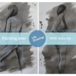 Painting with India Ink over life drawings