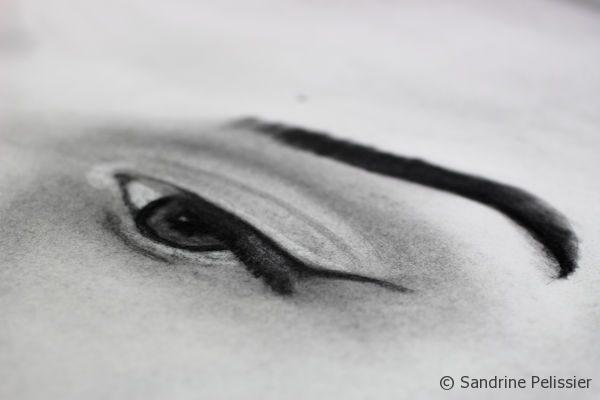 eyes in charcoal portrait