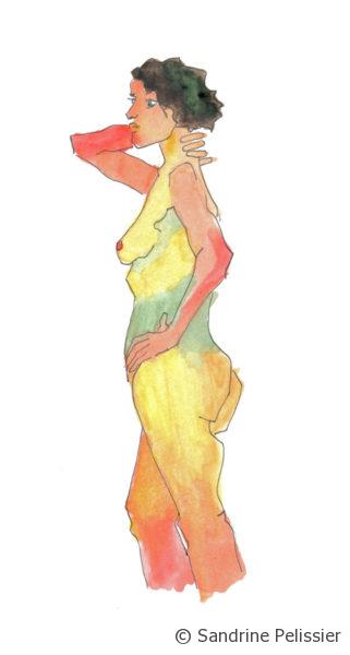 Marker and watercolor- Inspired by Egon Schiele