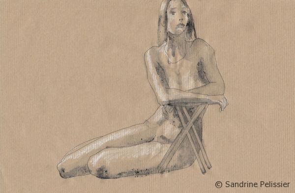 life drawing with pan pastels used as paint
