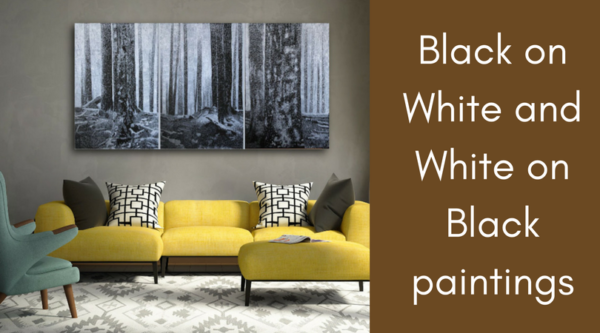 Black on White and White on Black paintings on ARTiful, painting demos by Sandrine Pelissier