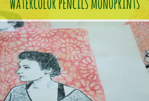 watercolor pencils monoprints