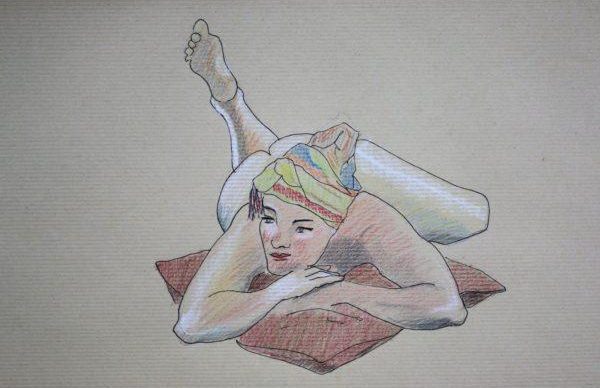 life drawing with colored pencils