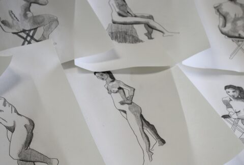 selecting some life drawings to paint on top