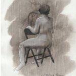 Painting over life drawings with mixed media