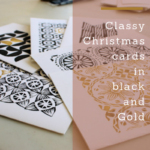 Classy handprinted Christmas cards in black and gold