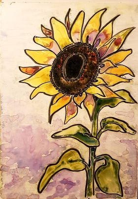 2 • Sketching & Painting a Sunflower in Watercolor on Yupo Paper